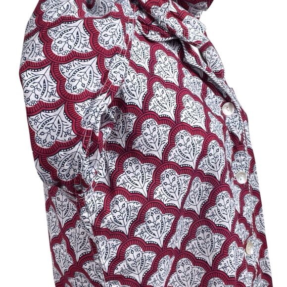 ROLLER RABBIT Women Button-Down Jemina Pajama Top Size Medium Long Sleeve Red - Picture 9 of 16